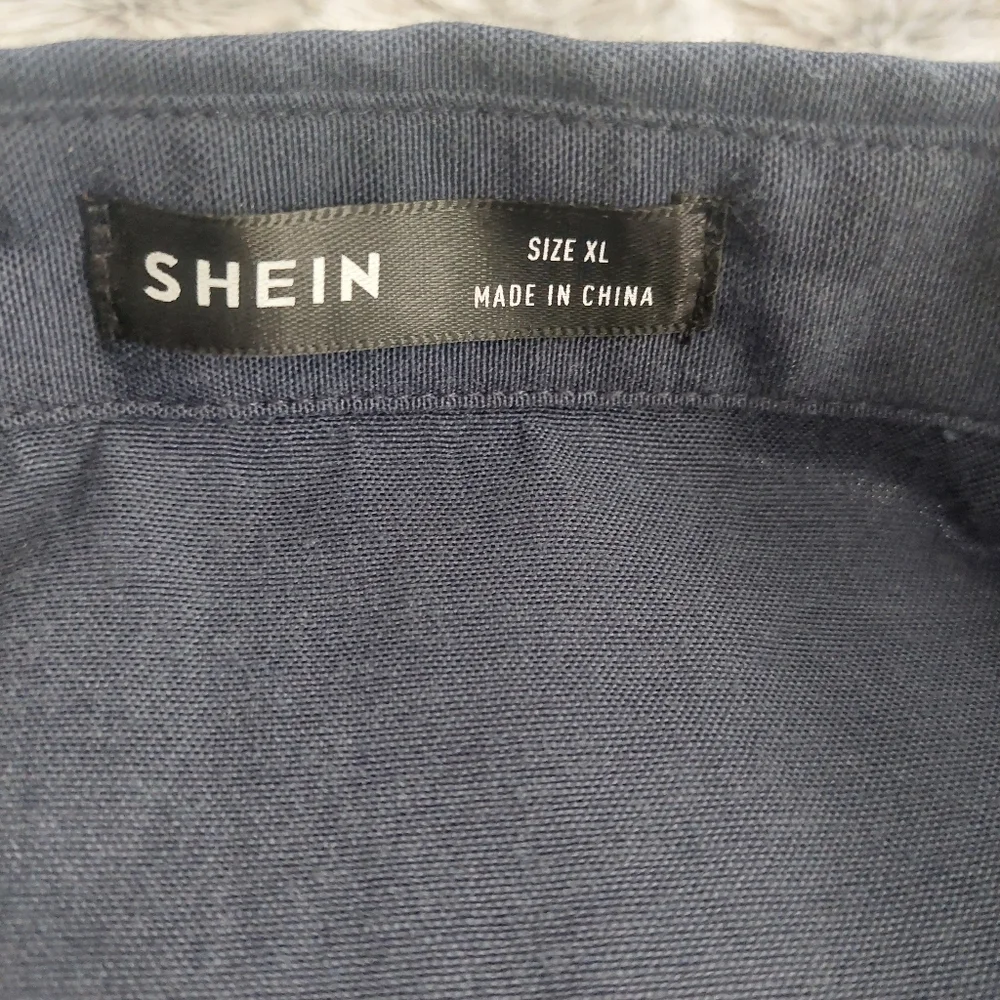 Shein short sleeve navy button‎ down xl